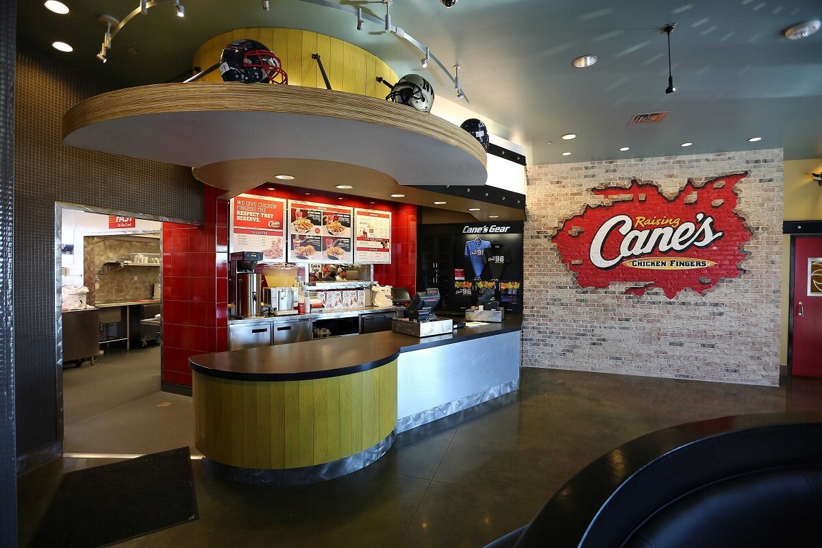 Nationwide Fixture Installations Inc Raising Cane's Chicken Fingers Case Study Millwork Packages New Store Installation Signage Custom Installation Services