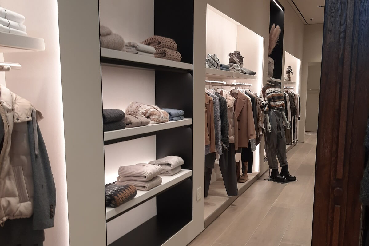 Nationwide Fixture Installations Inc NFI Brunello Cucinelli Case Study Millwork Packages New Store Installation Custom Installation Services