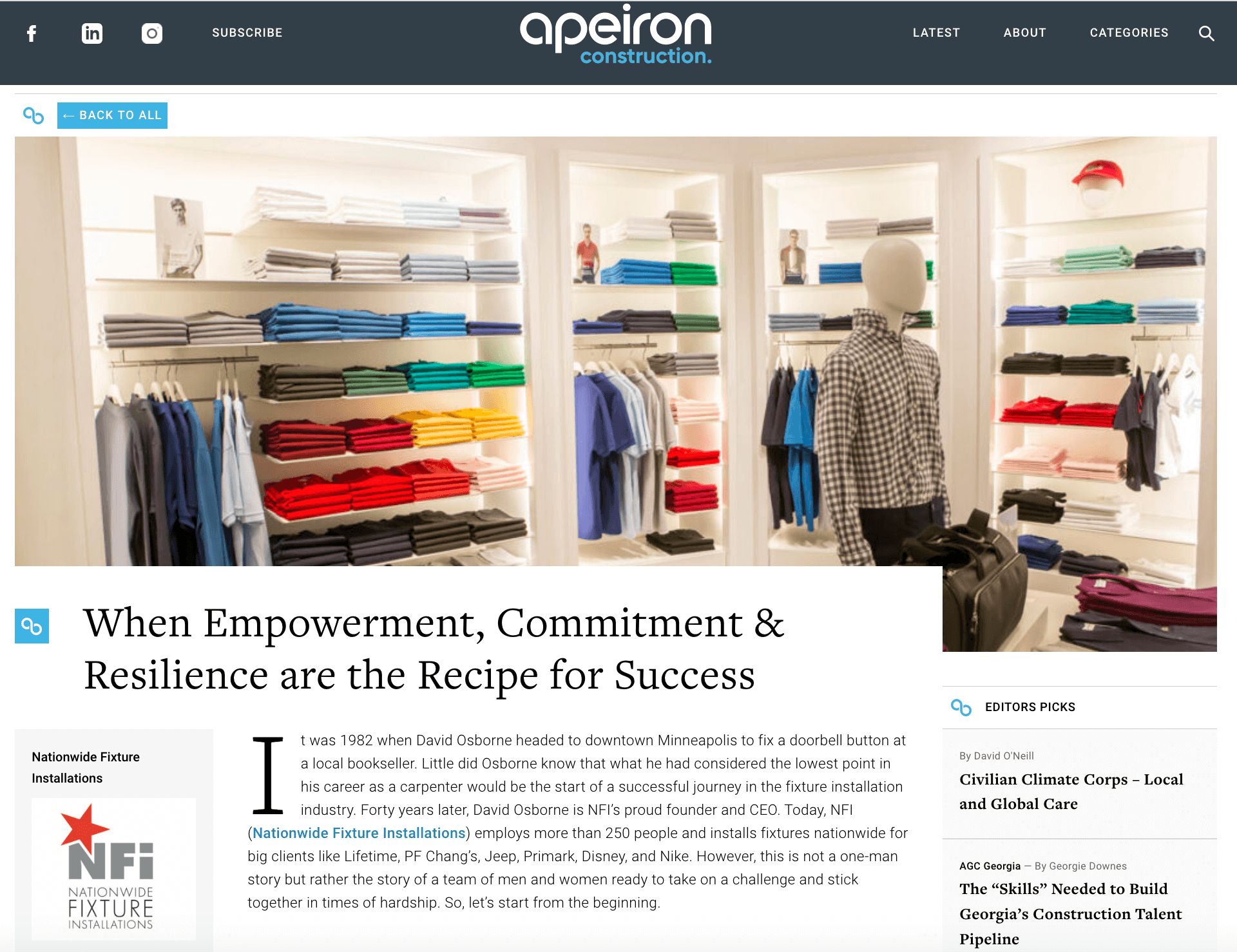 Nationwide Fixture Installations Aperion News Story