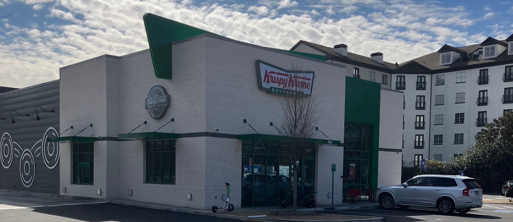 Outside of Krispy Kreme building located in Atlanta, Georgia.
