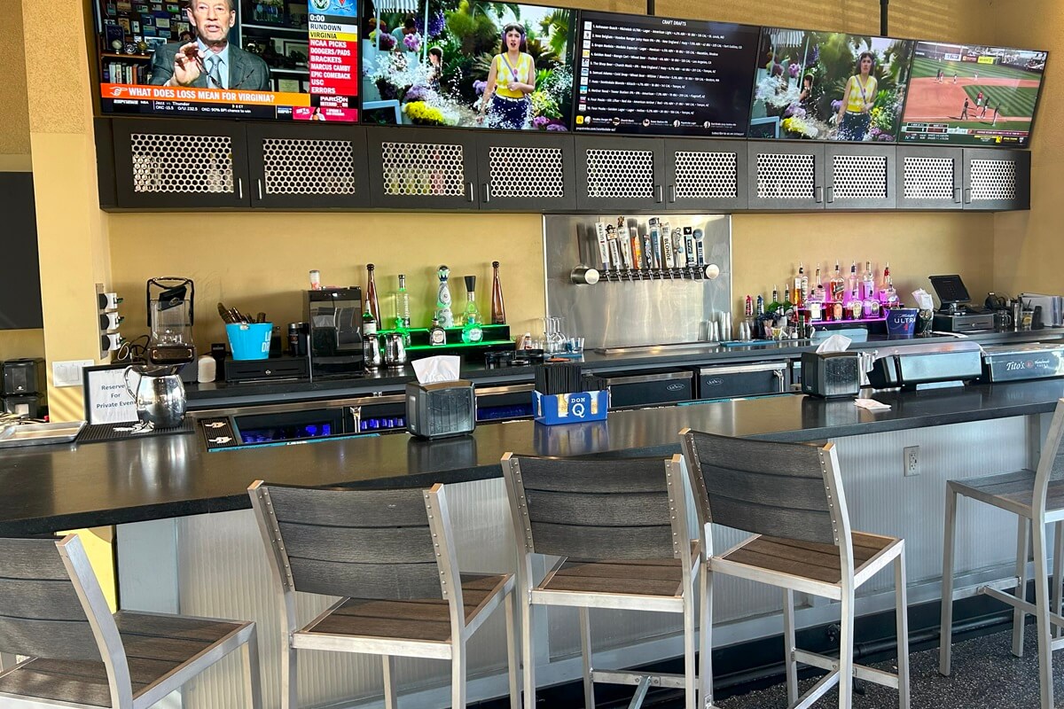 Pop Stroke Scottsdale AZ bar area featuring installation completed by Nationwide Fixture Installations