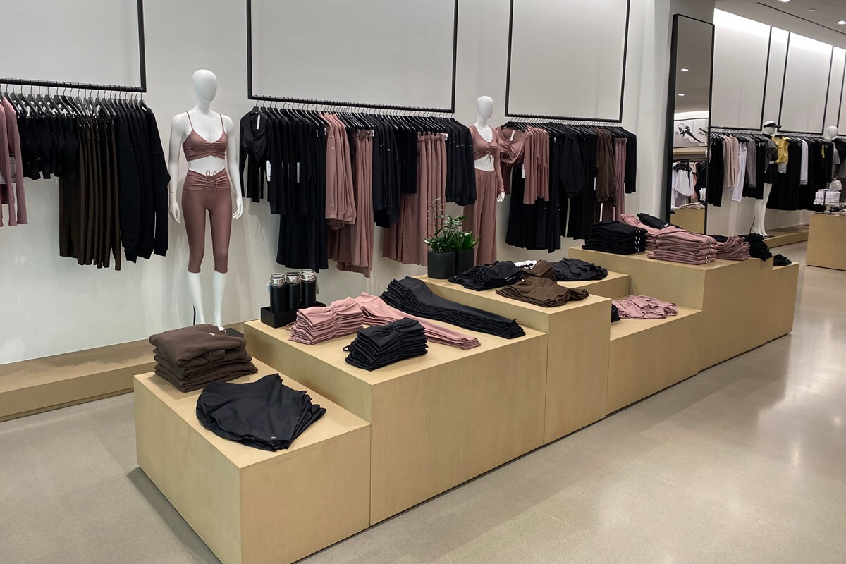 Alo Yoga custom install by Nationwide Fixture Installations millwork and fixture installation