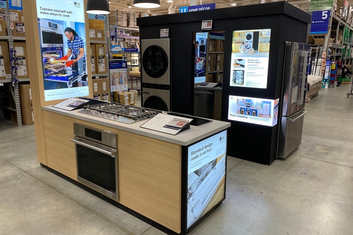 LG Studio inside Lowes installation done by Nationwide Fixture Installations custom install of millwork and fixtures
