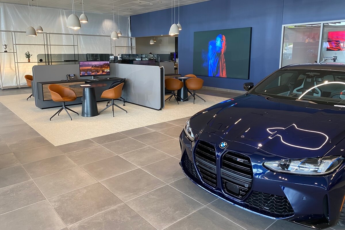 BMW custom installation by Nationwide Fixture Installations millwork and fixture install