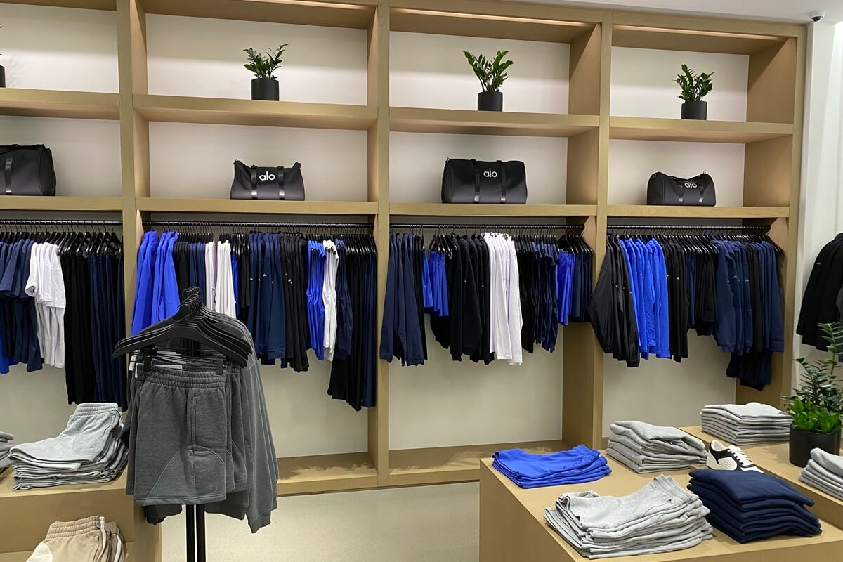 Alo Yoga custom install by Nationwide Fixture Installations millwork and fixture installation