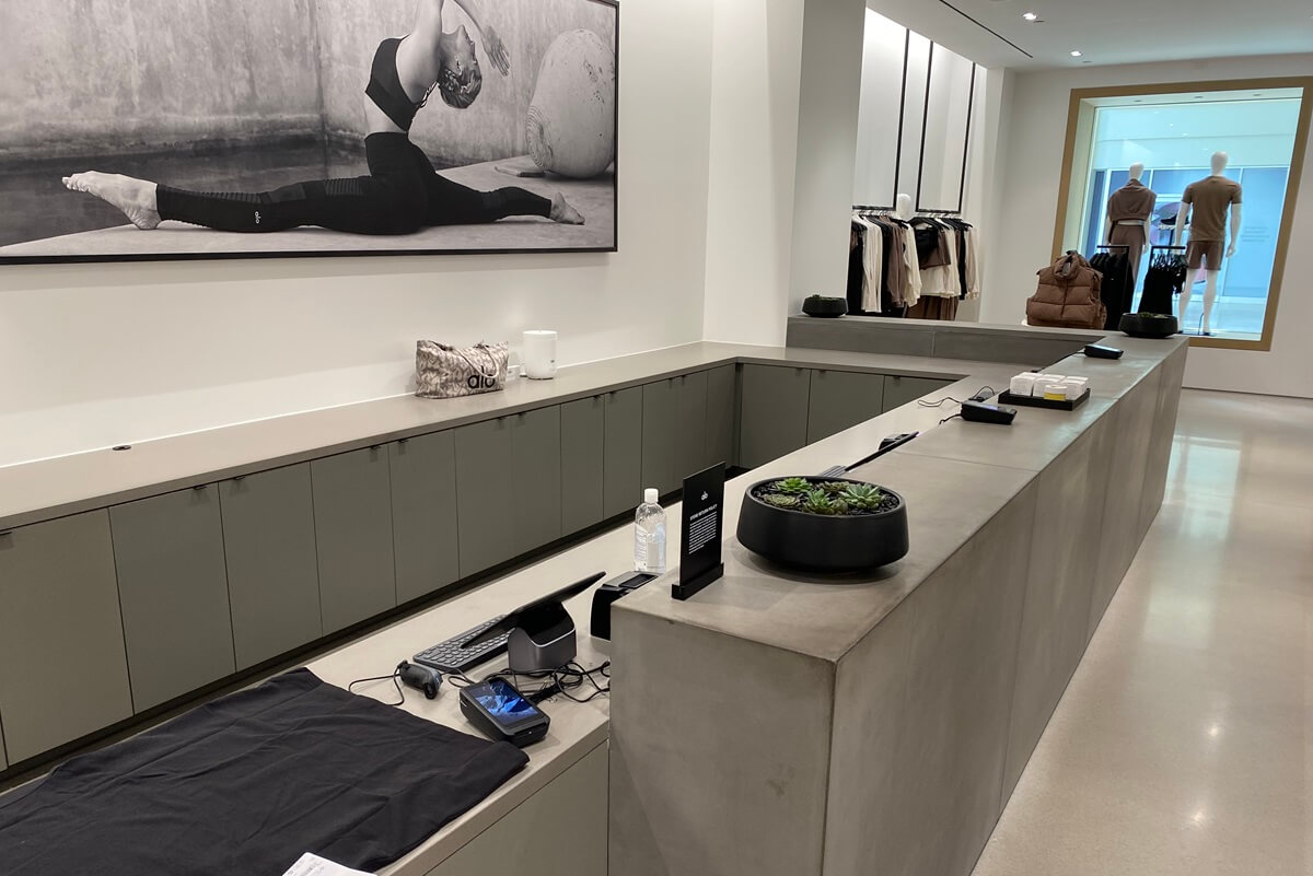 Alo Yoga custom install by Nationwide Fixture Installations millwork and fixture installation
