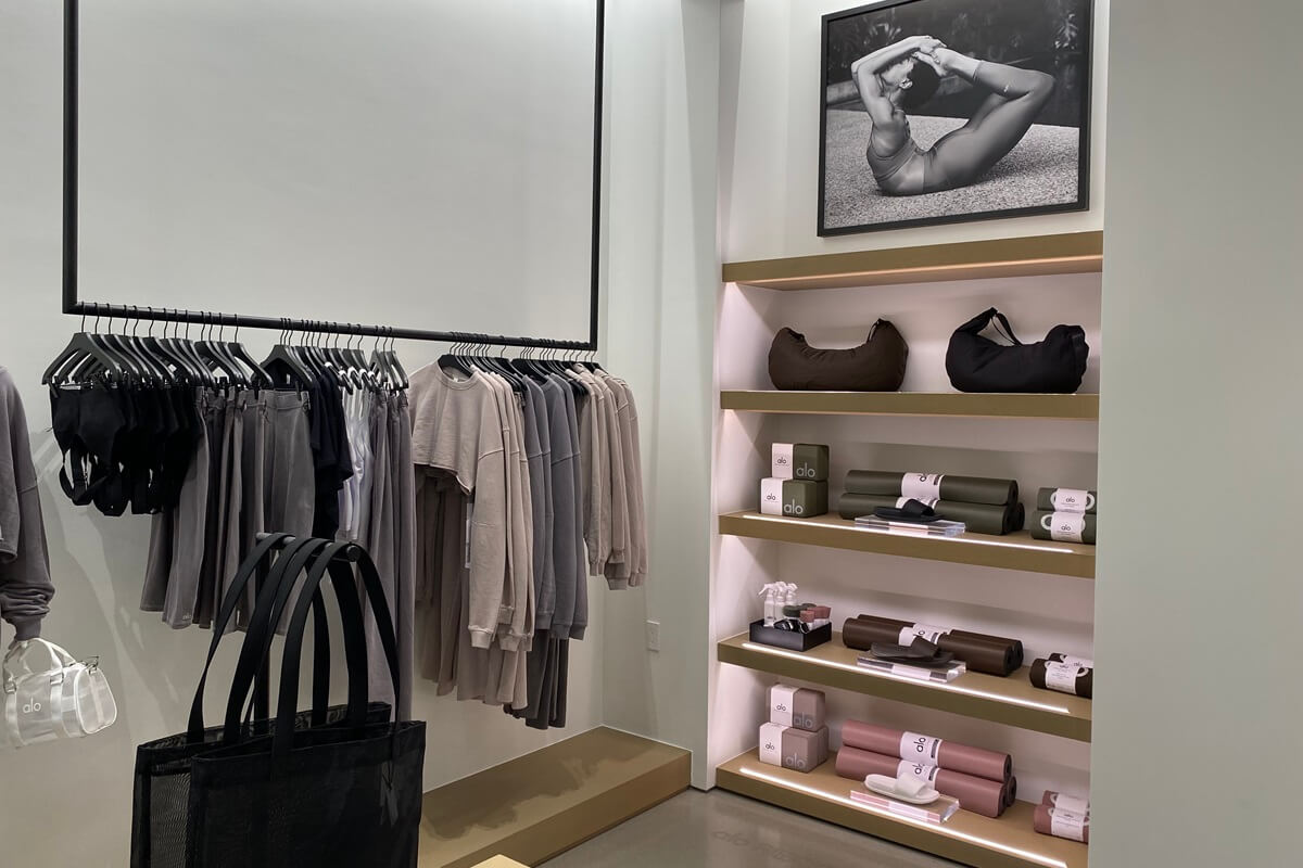 Alo Yoga custom install by Nationwide Fixture Installations millwork and fixture installation