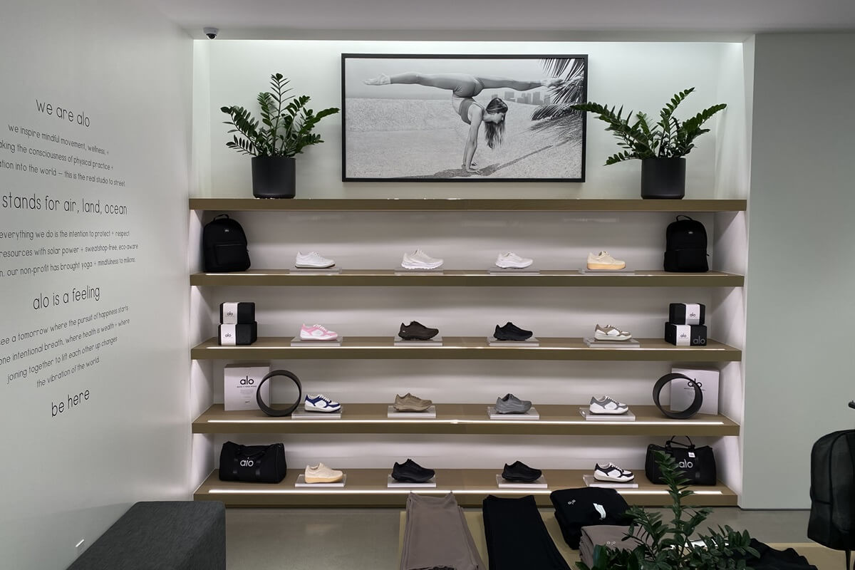Alo Yoga custom install by Nationwide Fixture Installations millwork and fixture installation